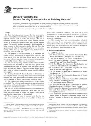 Método de prueba estándar para las características de combustión superficial de materiales de construcción