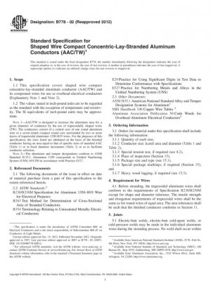 Especificación estándar para conductores de aluminio trenzados concéntricos compactos de alambre conformado (AAC/TW)