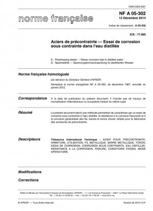 Aceros pretensados - Ensayo de corrosión bajo tensión en agua destilada