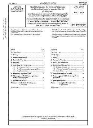 Valores de evaluación para la acumulación de sustancias en cultivos de pastos causada por la contaminación del aire ambiente - Valores orientativos para los niveles máximos de fondo de contaminantes atmosféricos inorgánicos seleccionados