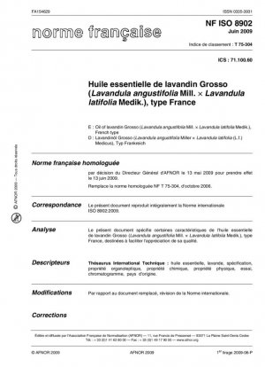 Aceite de lavandín grosso (Lavandula angustifolia Mill. X Lavandula latifolia Medik.), tipo francés