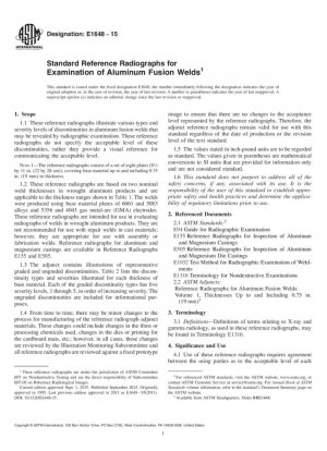 Radiografías de referencia estándar para el examen de soldaduras por fusión de aluminio