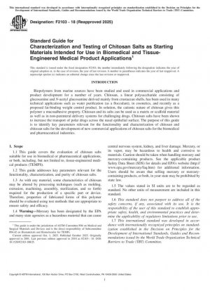 Guía estándar para la caracterización y ensayo de sales de quitosano como materias primas destinadas al uso en aplicaciones de productos médicos biológicos y de ingeniería de tejidos