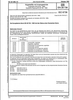 Pasadores cónicos sin templar con rosca interna (ISO 8736:1986); versión alemana EN 28736:1992
