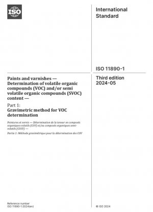 Pinturas y barnices. Determinación del contenido de compuestos orgánicos volátiles (VOC) y/o compuestos orgánicos semivolátiles (SVOC). Parte 1: Método gravimétrico para la determinación de VOC.