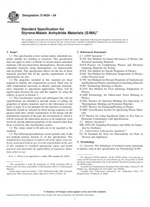 Especificación estándar para materiales de estireno-anhídrido maleico (S/MA)