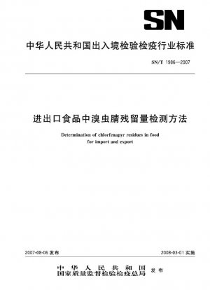 Determinación de residuos de clodenapir en alimentos de importación y exportación.