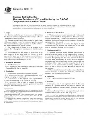 Método de prueba estándar para la resistencia a la abrasión de material impreso mediante el probador de abrasión integral GA-CAT