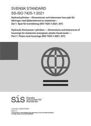 Cilindros hidráulicos de potencia: dimensiones y tolerancias de carcasas para sellos con revestimiento de plástico y energizados con elastómero. Parte 1: Carcasas de sellos de pistón (ISO 7425-1:2021, IDT)
