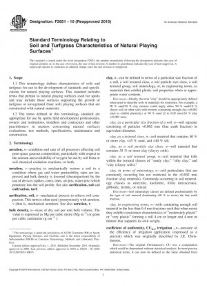 Terminología estándar relacionada con las características del suelo y el césped de las superficies de juego naturales