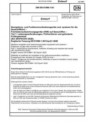 Equipos y sistemas de navegación y radiocomunicación Registradores de datos de viaje (VDR) para uso en buques Parte 1: Requisitos de rendimiento, métodos de prueba y resultados de prueba requeridos