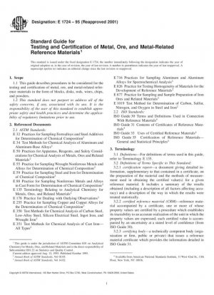 Guía estándar para pruebas y certificación de metales y materiales de referencia relacionados con metales