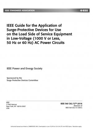 Guía para la aplicación de dispositivos de protección contra sobretensiones para uso en el lado de carga de equipos de servicio en circuitos de alimentación de CA de bajo voltaje (1000 V o menos a 50 Hz o 60 Hz)