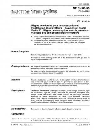 Normas y requisitos de seguridad - Construcción e instalación de ascensores - Inspección y pruebas - Parte 50: Reglas de diseño, cálculos, inspección y pruebas de componentes de ascensores