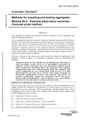 Métodos para tomar muestras y probar agregados, Método 60.2: Reactividad potencial álcali-sílice. Método del prisma de concreto.