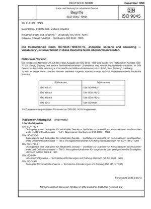 Pantallas industriales y cribado - Vocabulario (ISO 9045:1990)