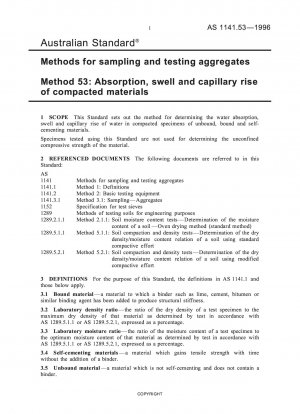 Métodos para muestreo y prueba de agregados Método 53: Absorción, hinchamiento y ascenso capilar de materiales compactados