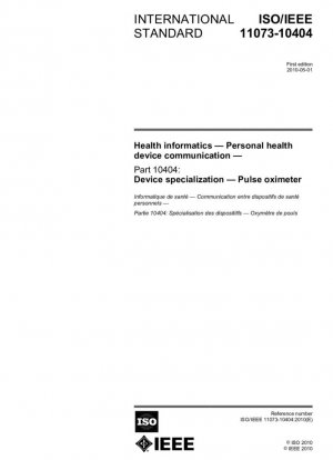 Informática de la salud - Comunicación de dispositivos de salud personal - Parte 10404: Especialización de dispositivos - Oxímetro de pulso