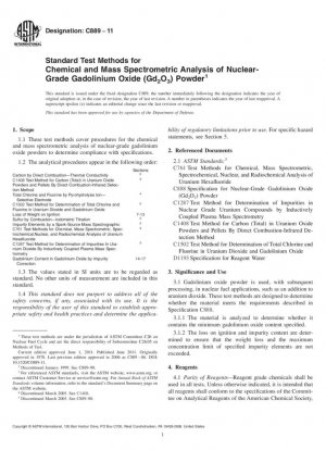 Métodos de prueba estándar para análisis químico y espectrométrico de masas de polvo de óxido de gadolinio (Gd2O3) de grado nuclear