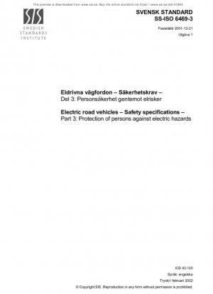 Vehículos eléctricos de carretera - Especificaciones de seguridad - Parte 3: Protección de las personas contra riesgos eléctricos