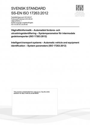 Sistemas de transporte inteligentes - Identificación automática de vehículos y equipos - Parámetros del sistema (ISO 17263:2012)