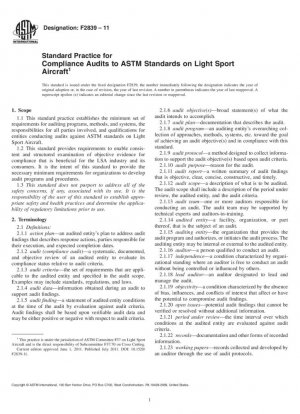Práctica estándar para auditorías de cumplimiento de las normas ASTM en aeronaves deportivas ligeras