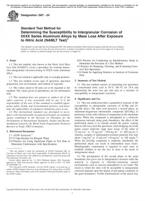 Método de prueba estándar para determinar la susceptibilidad a la corrosión intergranular de aleaciones de aluminio de la serie 5XXX por pérdida de masa después de la exposición al ácido nítrico (prueba NAMLT)