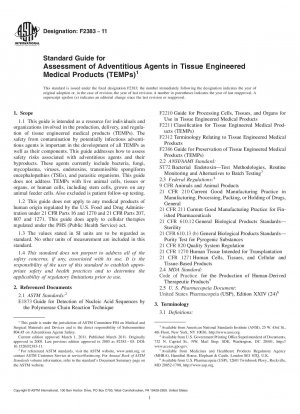 Guía estándar para la evaluación de agentes adventicios en productos médicos de ingeniería tisular (TEMP)