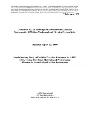 E0477-Método de prueba estándar para mediciones de laboratorio del rendimiento acústico y del flujo de aire de materiales de revestimiento de conductos y silenciadores prefabricados