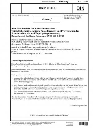 Ayudas flotantes para la instrucción de natación. Parte 3: Requisitos de seguridad y métodos de prueba para los asientos de natación en los que se coloca al usuario.
