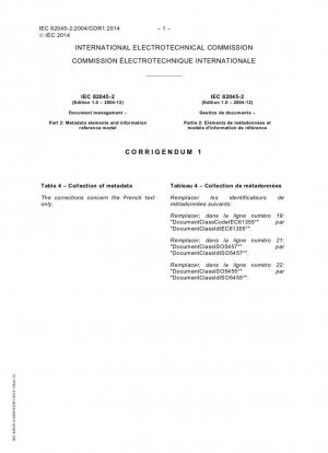 Gestión documental - Parte 2: Elementos de metadatos y modelo de referencia de información; Corrección 1