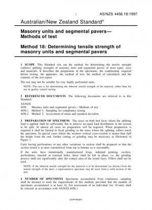Unidades de mampostería y adoquines segmentarios - Métodos de prueba, Método 18: Determinación de la resistencia a la tracción de unidades de mampostería y adoquines segmentarios