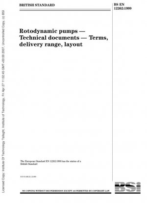 Bombas rotodinámicas - Documentos técnicos - Condiciones, rango de entrega, diseño