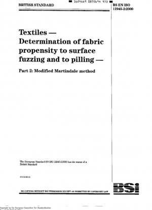 Textiles. Determinación de la propensión del tejido a formar pelusas en la superficie y formación de bolitas. Parte 2: Método Martindale modificado ISO 12945-2:2000.