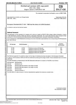 Tornillos prisioneros ranurados con punta de copa (ISO 7436:1983)