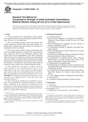 Método estándar de prueba para la resistencia a la compresión de morteros de materiales cementicios activados alcalinos (utilizando especímenes cúbicos de 50 mm [2 in.])