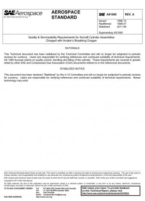 Requisitos de calidad y capacidad de servicio para conjuntos de cilindros de aeronaves cargados con oxígeno que respiran los aviadores