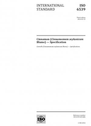 Canela (Cinnamomum zeylanicum Blume) - Especificación