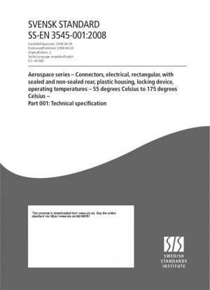Aerospace serie - Conexiones eléctricas, rectangulares, con puerto sellado y no sellado en la parte posterior, cascarón de plástico, dispositivo de frenado, temperaturas de operación - 55 grados Celsius a 175 grados Celsius - Parte 001: Especificación técnica
