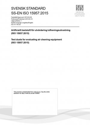 Polvos de prueba para evaluar equipos de limpieza de aire (ISO 15957:2015)