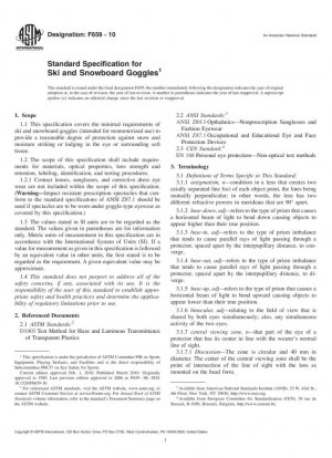 Especificación estándar para gafas de esquí y snowboard