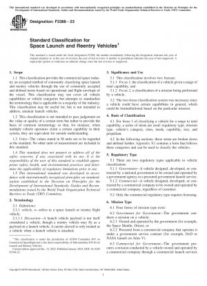 Clasificación estándar para vehículos de lanzamiento y reentrada espacial