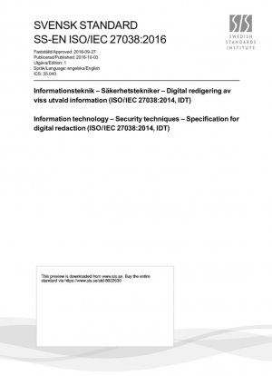 Tecnologías de la información - Técnicas de seguridad - Especificación para el borrado digital (ISO/IEC 27038:2014, ADI)