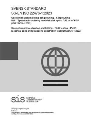 Investigación geotécnica y pruebas - Prueba de penetración con cono eléctrico y cono piezoeléctrico en campo - Parte 1 (ISO 22476-1:2022)