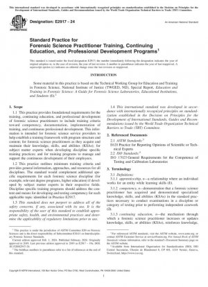 Práctica estándar para programas de formación, educación continua y desarrollo profesional de profesionales de ciencias forenses