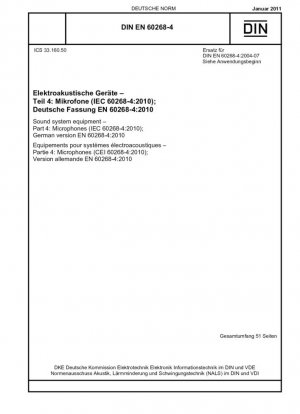 Equipos de sistemas de sonido. Parte 4: Micrófonos (IEC 60268-4:2010); Versión alemana EN 60268-4:2010