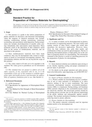 Práctica estándar para la preparación de materiales plásticos para galvanoplastia