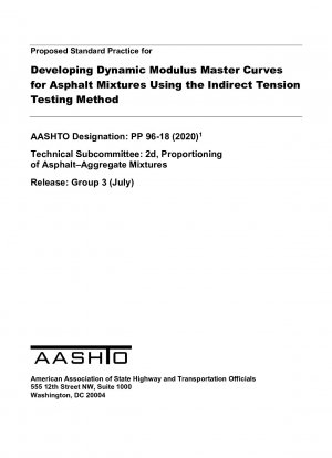 Práctica estándar propuesta para desarrollar curvas maestras de módulo dinámico para mezclas asfálticas utilizando el método de prueba de tensión indirecta