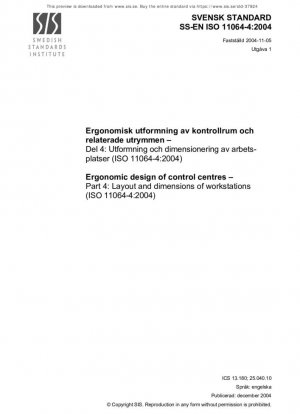 Diseño ergonómico de centros de control. Parte 4: Disposición y dimensiones de los puestos de trabajo (ISO 11064-4:2004)