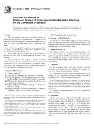 Método de prueba estándar para pruebas de corrosión de revestimientos electrodepositados decorativos mediante el procedimiento Corrodkote